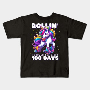 100 Days of School Girls Teacher 100th Day Unicorn Outfit Kids T-Shirt